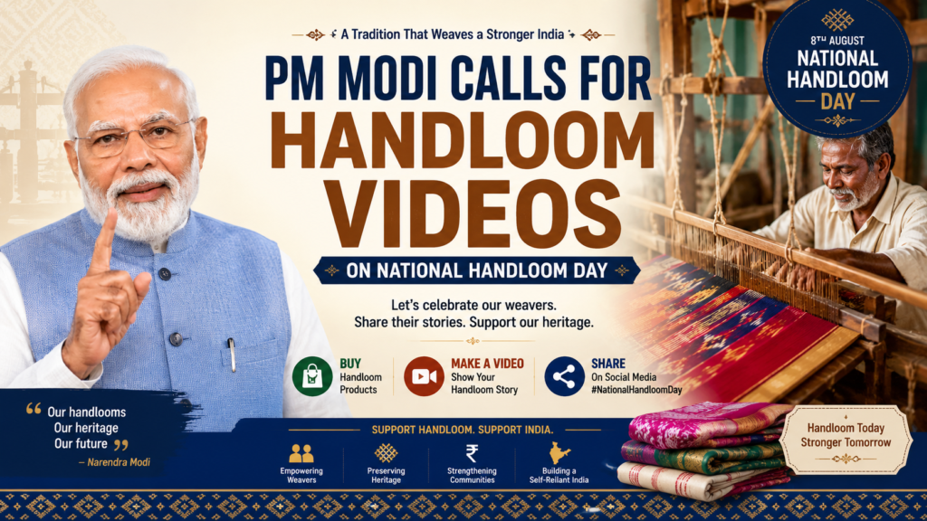 PM Modi Calls for Handloom Videos on National Handloom Day, Urges Support for Weavers